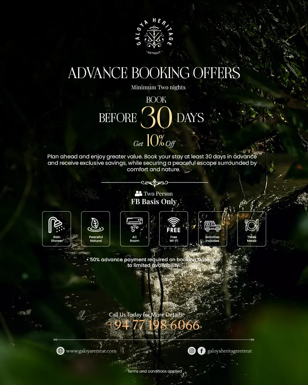 Advance Booking Offer Before 30 Days and Get 10% Off